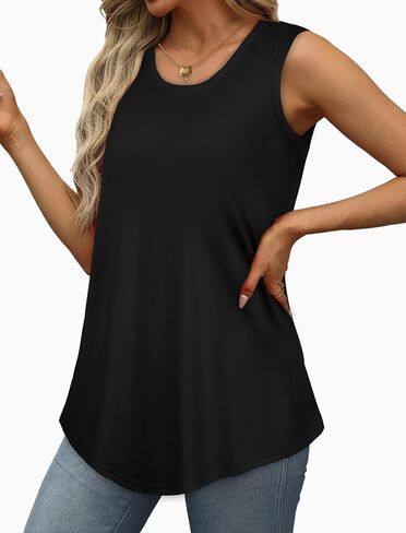 Womens Tank Tops Summer Sleeveless Casual Shirts Loose Fit Tunic Beach Vacation Outfits in Saudi Arabia