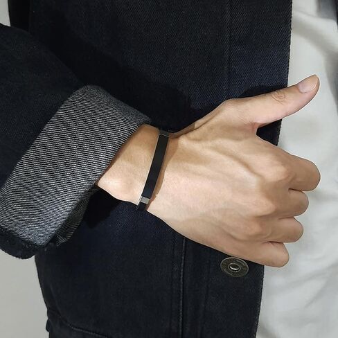 Mens Leather Bracelet Stainless Steel Bangle Adjustable Microfiber Leather Wristband Fashion Jewelry Gift for Him in Saudi Arabia