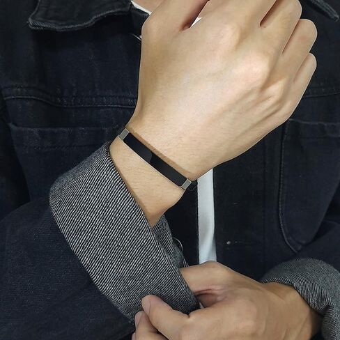 Mens Leather Bracelet Stainless Steel Bangle Adjustable Microfiber Leather Wristband Fashion Jewelry Gift for Him in Saudi Arabia