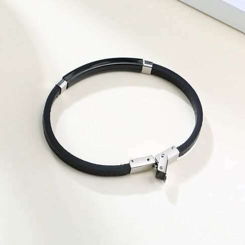 Mens Leather Bracelet Stainless Steel Bangle Adjustable Microfiber Leather Wristband Fashion Jewelry Gift for Him in Saudi Arabia