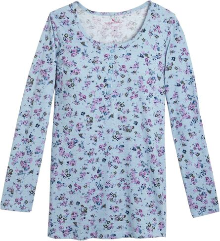 Woman Within Plus Size Perfect Printed Long-Sleeve Henley Tee in Saudi Arabia