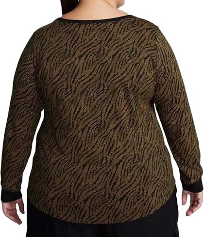 Nike Plus Size Womens Long-Sleeve Top Sportswear Animal Print Black and Gold in Saudi Arabia