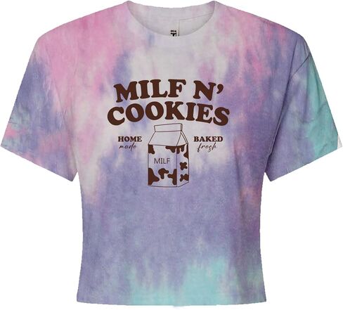 تي شيرت نسائي قصير من Milf and Cookies، مزيج من القطن الناعم، قميص قصير in Kuwait