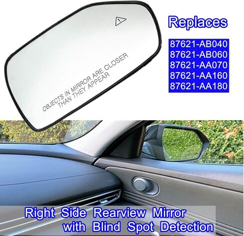 Heated Passenger Side Mirror Glass for Hyundai Elantra 2021-2023, Right Side Rearview Mirror with Blind Spot Detection, Replaces 87621-AB040 87621-AB060 87621-AA070 87621-AA160 87621-AA180 in Saudi Arabia