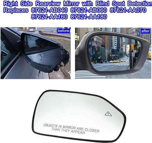 Heated Passenger Side Mirror Glass for Hyundai Elantra 2021-2023, Right Side Rearview Mirror with Blind Spot Detection, Replaces 87621-AB040 87621-AB060 87621-AA070 87621-AA160 87621-AA180 in Saudi Arabia