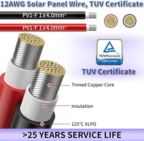 Solar Panel Wire, 2X 50ft (Black+Red) 10AWG Tinned Copper Extension Cable for Solar Panel Off Grid Solar System Outdoor Automotive RV Boat in Saudi Arabia