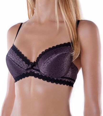 frugue Women's Push-Up Padded Lace Plunge Underwire T-Shirt Bra in Kuwait