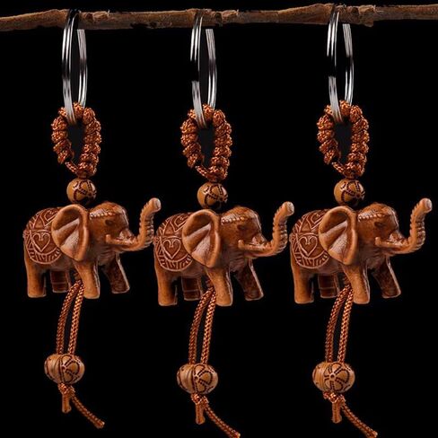 3Pcs Mini Elephant Keychain Creative Engraving Wealth Lucky Sports Pendant Keychain Women's Back Packaging Decoration in Saudi Arabia