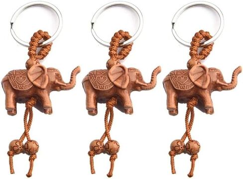 3Pcs Mini Elephant Keychain Creative Engraving Wealth Lucky Sports Pendant Keychain Women's Back Packaging Decoration in Saudi Arabia