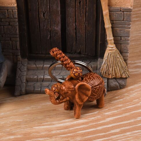 3Pcs Mini Elephant Keychain Creative Engraving Wealth Lucky Sports Pendant Keychain Women's Back Packaging Decoration in Saudi Arabia