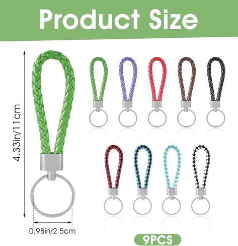 9 قطع من سلسلة المفاتيح الجلدية المضفرة، سلسلة مفاتيح جلدية مضفرة منسوجة يدويًا لمفاتيح السيارة، إكسسوارات أنيقة للرجال والنساء، هدايا مثالية لأعياد الميلاد والكريسماس in Kuwait