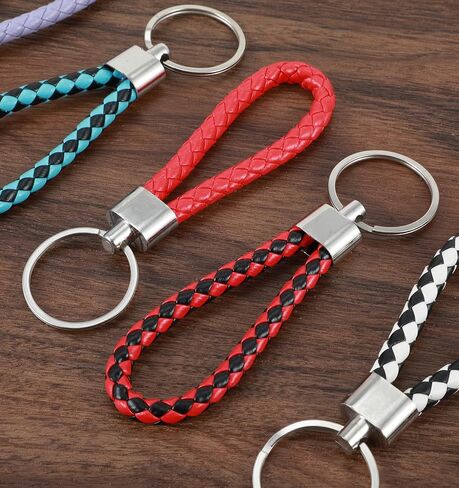 9 قطع من سلسلة المفاتيح الجلدية المضفرة، سلسلة مفاتيح جلدية مضفرة منسوجة يدويًا لمفاتيح السيارة، إكسسوارات أنيقة للرجال والنساء، هدايا مثالية لأعياد الميلاد والكريسماس in Kuwait