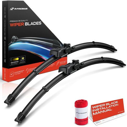 A-Premium Pack of 2 Windshield Wiper Blades with Wear Indicator & Towel - Compatible with Jeep Wagoneer 2022-2024, Grand Wagoneer 2022-2024 - 24" and 24", TLP Connector, Left and Right in Saudi Arabia