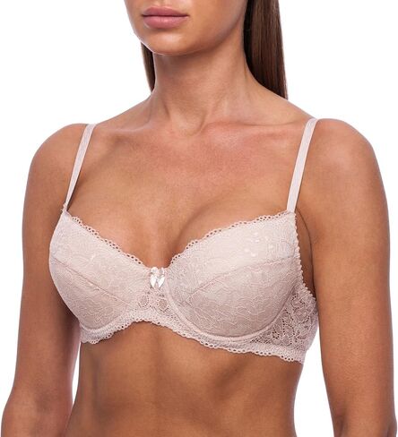 frugue Women's Push-Up Padded Lace Plunge Underwire T-Shirt Bra in Kuwait