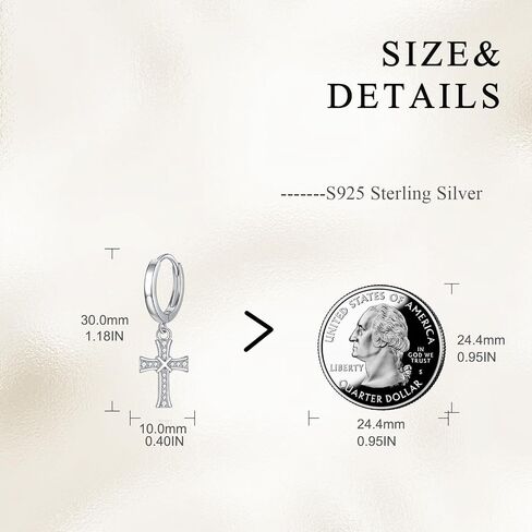 925 Sterling Silver Cross Hoop Earrings Dangle Drop Earrings Huggie Jewelry Birthday Gifts for Women in Saudi Arabia