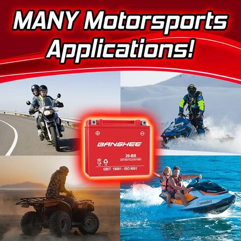 بطارية Banshee YTX20-BS AGM - متوافقة مع Arctic Cat XF 9000 LXR (2014-2015) - 310 CCA - أداء عالي مختوم ولا يحتاج إلى صيانة in Saudi Arabia
