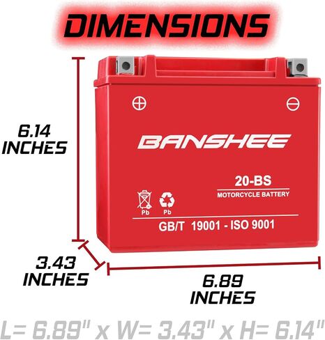 بطارية Banshee YTX20-BS AGM - متوافقة مع Arctic Cat XF 9000 LXR (2014-2015) - 310 CCA - أداء عالي مختوم ولا يحتاج إلى صيانة in Saudi Arabia