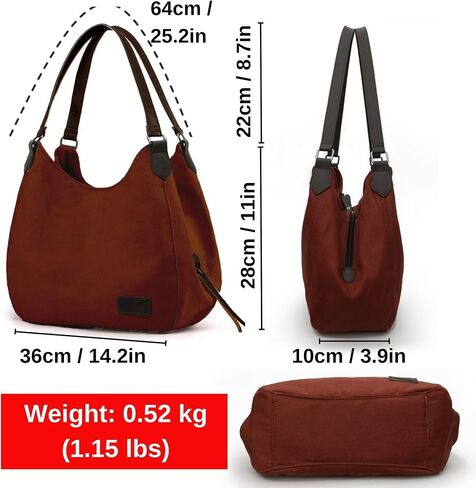 3286 Lonia Women's Tote Bag, Cute Canvas Handbag, 3 Compartments 14.2" x 11" x 3.9" in Saudi Arabia