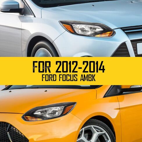 PHILTOP Headlight Assembly for 2012 2013 2014 Ford Focus, Black Housing with Amber Reflector Clear Lens, Halogen Headlamp OE Replacement Driver & Passenger Side in Saudi Arabia