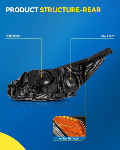 PHILTOP Headlight Assembly for 2012 2013 2014 Ford Focus, Black Housing with Amber Reflector Clear Lens, Halogen Headlamp OE Replacement Driver & Passenger Side in Saudi Arabia