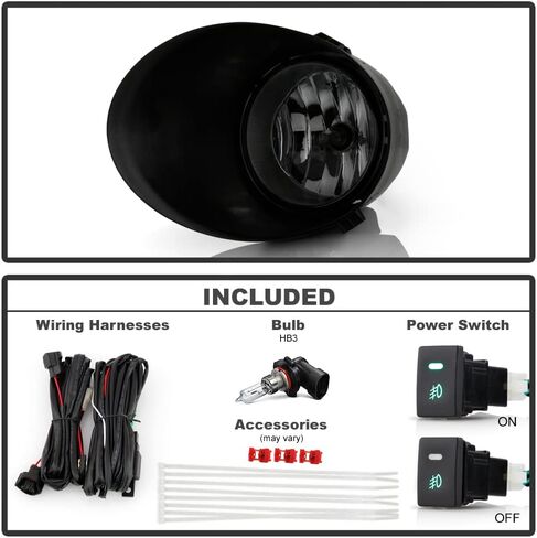 ACANII - For Smoke Lens 07-13 Toyota Tundra [Chrome Bumper] Fog Lights Switch+Bulbs Assembly Driver & Passenger Side in Saudi Arabia
