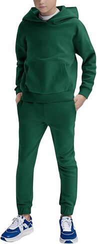 Haloumoning Boys 2 Piece Outfits Sweatsuits Long Sleeve Pullover Hoodie and Sweatpants Tracksuit Set 5-14 Years in Saudi Arabia