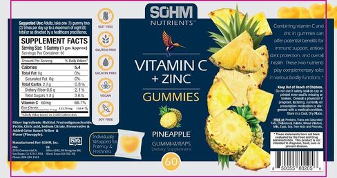 Vitamin C 60000mcg + Zinc 15000mcg Gummies, Individually Wrapped 60 Count, Supports Healthy Immune Health, Vitamin C Gummies,Zinc Gummies,Zinc Supplements for Adults in Saudi Arabia