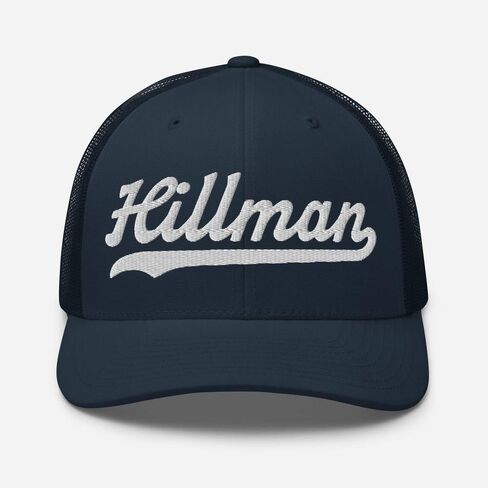 Hillman Hat Hillman Trucker Hat Baseball Script Embroidered Cap Vintage Sports Mesh Swoosh Gift Souvenir Headwear MI MN in Saudi Arabia