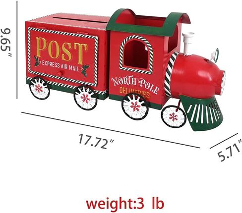Xmas Letters to Santa Mailbox Christmas Red Train Decorative Box North Pole Post Vintage Mailbox Christmas Decorative Boxes Farmhouse Decor Rustic Metal Christmas Decorations for Home in Saudi Arabia