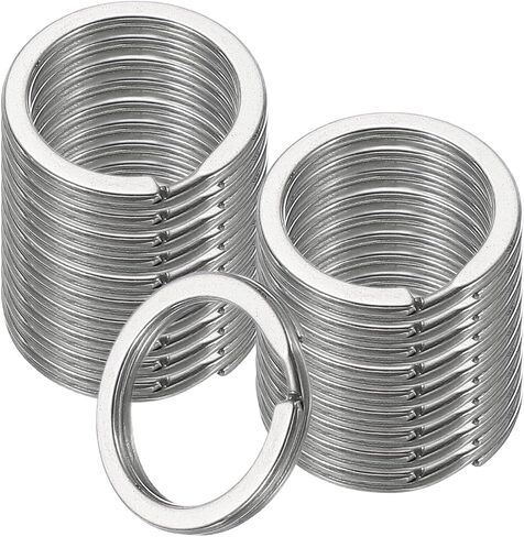 uxcell 20pcs Split Keychain Rings, 15mm Round Flat Keyrings Stainless Steel Open Key Chain Ring Dog Tag Rings for DIY Keychain Craft Lanyard, 1.5mm Thick, Black in Saudi Arabia