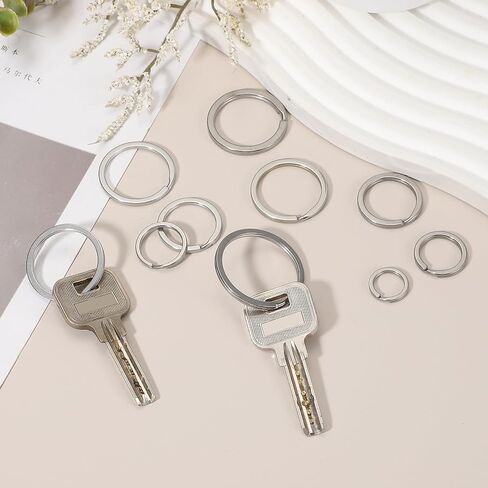 uxcell 20pcs Split Keychain Rings, 15mm Round Flat Keyrings Stainless Steel Open Key Chain Ring Dog Tag Rings for DIY Keychain Craft Lanyard, 1.5mm Thick, Black in Saudi Arabia