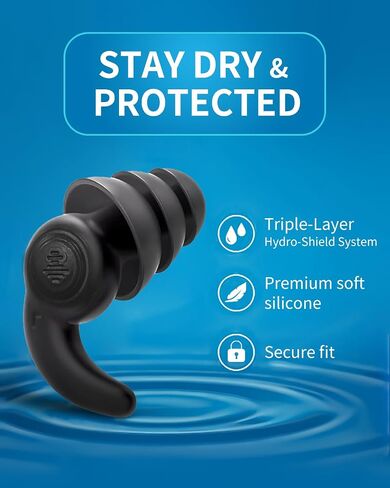 Pro Swim Ear Plugs | Waterproof, Reusable Silicone Earplugs for Swimming, Surfing, Snorkeling & All Water Sports (Green, Blue, Coral, 3 Pairs) in Saudi Arabia