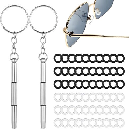 60 PCS Eyeglass Hinge Tighteners, Eyeglass Repair Kits and 2 PCS Screwdrivers Silicone Eyeglasses Frame Grips for Loose Temple Arms in Saudi Arabia