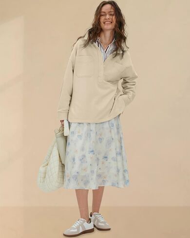 Locachy Women's Casual Oversized Polo Sweatshirt Lapel Long Sleeve Button Pullover Tops Fashion Outfits Clothes in Saudi Arabia