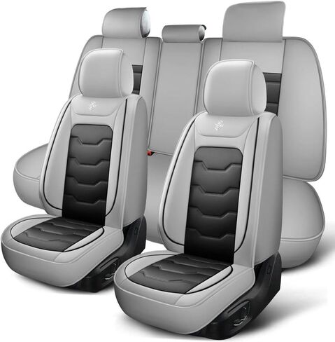 Car Seat Cover for Nissan Pathfinder 2011-2024, Gray Car Seat Covers, Waterproof Faux Leather, 5 Seats Full Set, Non-Slip, Wear Resistance, Suitable for All Seasons in Saudi Arabia