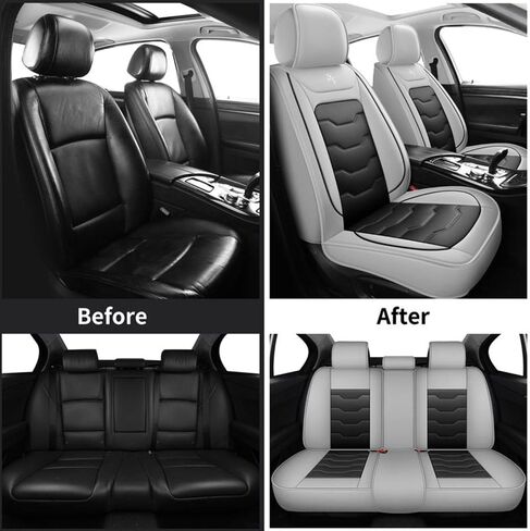 Car Seat Cover for Nissan Pathfinder 2011-2024, Gray Car Seat Covers, Waterproof Faux Leather, 5 Seats Full Set, Non-Slip, Wear Resistance, Suitable for All Seasons in Saudi Arabia