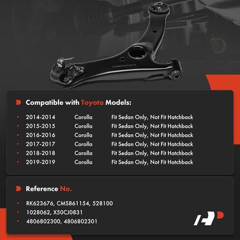 A-Premium Front Right Lower Control Arm with Ball Joint and Bushing, Compatible with Toyota Corolla 2014-2019 Sedan in Saudi Arabia