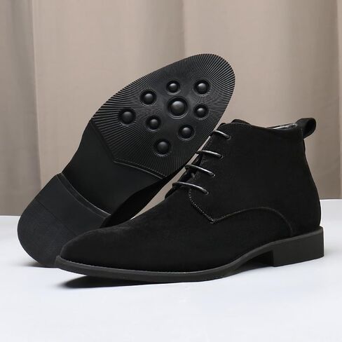 Chelsea Boots for Men Suede PU Leather Ankle Chukka Boots Casual and Formal Dress Boots Lace-Up Pointed Toe Oxford Boots for Men in Saudi Arabia
