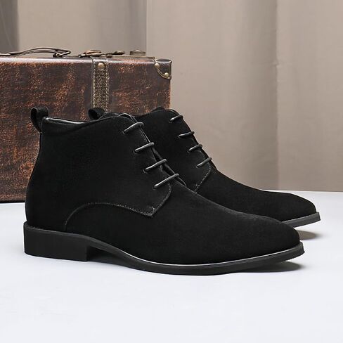 Chelsea Boots for Men Suede PU Leather Ankle Chukka Boots Casual and Formal Dress Boots Lace-Up Pointed Toe Oxford Boots for Men in Saudi Arabia