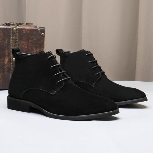 Chelsea Boots for Men Suede PU Leather Ankle Chukka Boots Casual and Formal Dress Boots Lace-Up Pointed Toe Oxford Boots for Men in Saudi Arabia