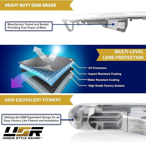 أضواء العلامات الجانبية REVi MotorWerks USR DEPO 02-05 Civic ثلاثية الأبعاد - مجموعة مصابيح جانبية ممتصة للصدمات متوافقة مع 2002-2005 Honda Civic Si EP EP3 3 أبواب هاتشباك (عدسة شفافة 4 قطع، أمامي + خلفي) in Saudi Arabia