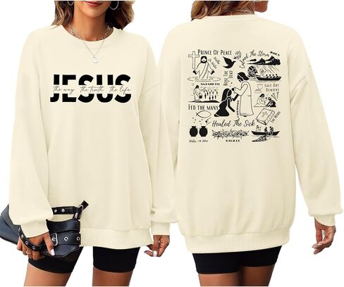 Christian Jesus Faith Sweatshirts for Women God Graphic Hoodies Religious Crewneck Sweatshirts Bible Verse hoodie in Saudi Arabia