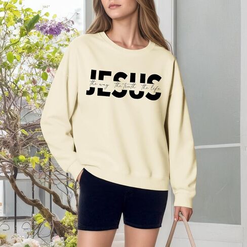 Christian Jesus Faith Sweatshirts for Women God Graphic Hoodies Religious Crewneck Sweatshirts Bible Verse hoodie in Saudi Arabia