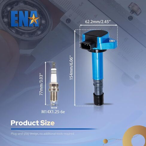مجموعة ENA مكونة من 6 ملفات إشعال مع قابس شرارة 3.5 لتر V6 2001 2002 2003 2004 2005 2006 2007 2008 متوافق مع Acura Honda Saturn MDX Pilot Vue Ridgeline Coils Plugs for UF400 C1460 4503 PK16TT in Saudi Arabia