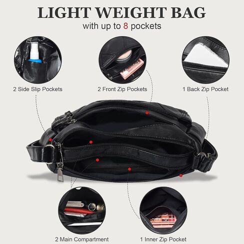 WITERY Women Soft PU Leather Crossboby Bag - Lightweight Multi-Pocket Shoulder Bag Pocketbooks Ladies Medium Purses Handbag in Saudi Arabia