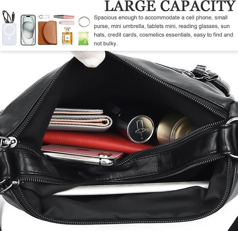 WITERY Women Soft PU Leather Crossboby Bag - Lightweight Multi-Pocket Shoulder Bag Pocketbooks Ladies Medium Purses Handbag in Saudi Arabia