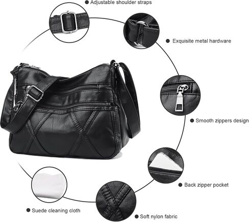 WITERY Women Soft PU Leather Crossboby Bag - Lightweight Multi-Pocket Shoulder Bag Pocketbooks Ladies Medium Purses Handbag in Saudi Arabia