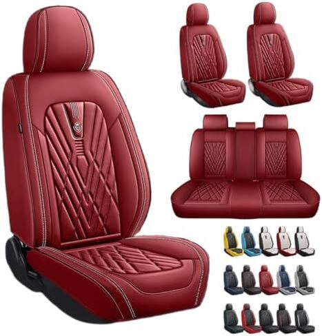أغطية مقاعد السيارة المصنوعة من الجلد الصناعي الفاخر مناسبة خصيصًا لسيارة Mazda CX-9 CX9 2007-2023 وسادة هوائية لمقعد السيارة مقاومة للماء متوافقة (مجموعة كاملة من 5 مقاعد، بيج أسود) in Kuwait