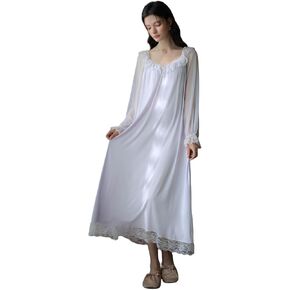 Women's Vintage Victorian Princess Nightgown Long Sleeve Sleepwear Lounge Dress For Spring And Autumn in Saudi Arabia