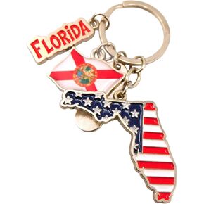 Westmon Works Florida Keychain with Metal Patriotic State Shape and Flag Charms Sunshine State Key Ring in Saudi Arabia